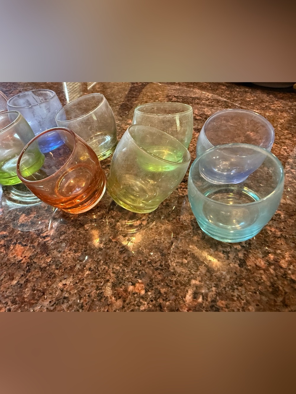 Set of 12 Colorful Circleware Moondance shot glasses